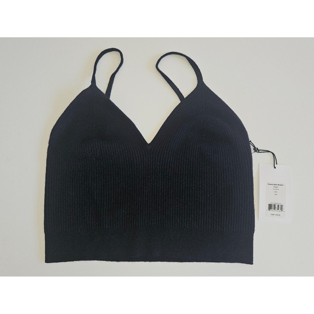 Bailey 44 Octavia Black Sweater Bralette Ribbed Knit Crop Cami Top Medium NWT